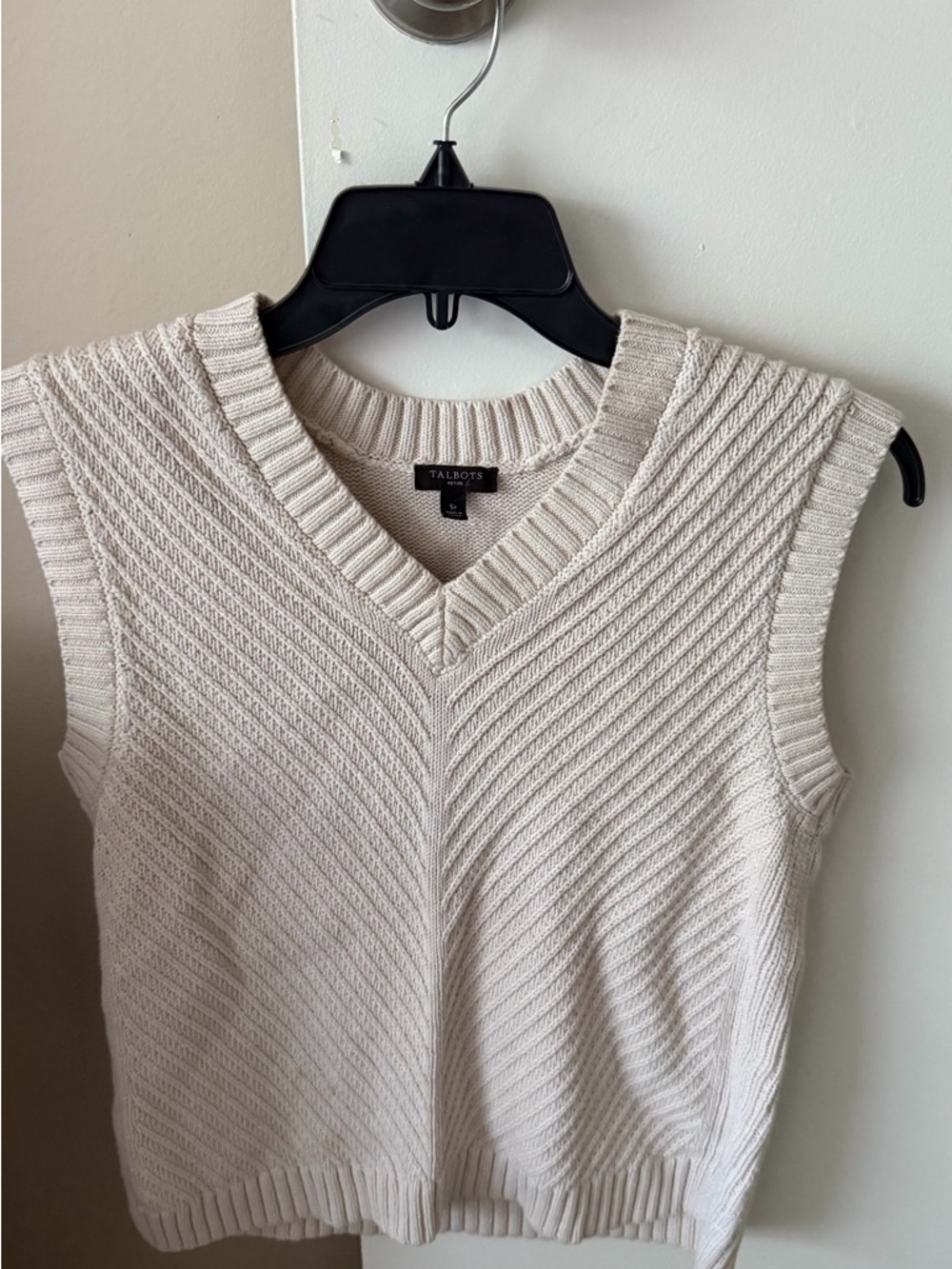 Talbots Cream Cable V-Neck Sweater Vest